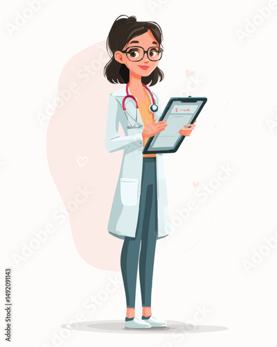 Doctor with clipboard in lab coat