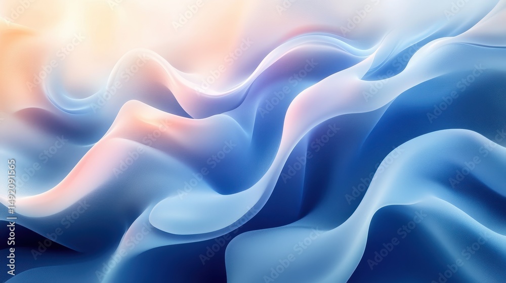 Obraz premium Abstract waves of pastel colors in light and blue tones