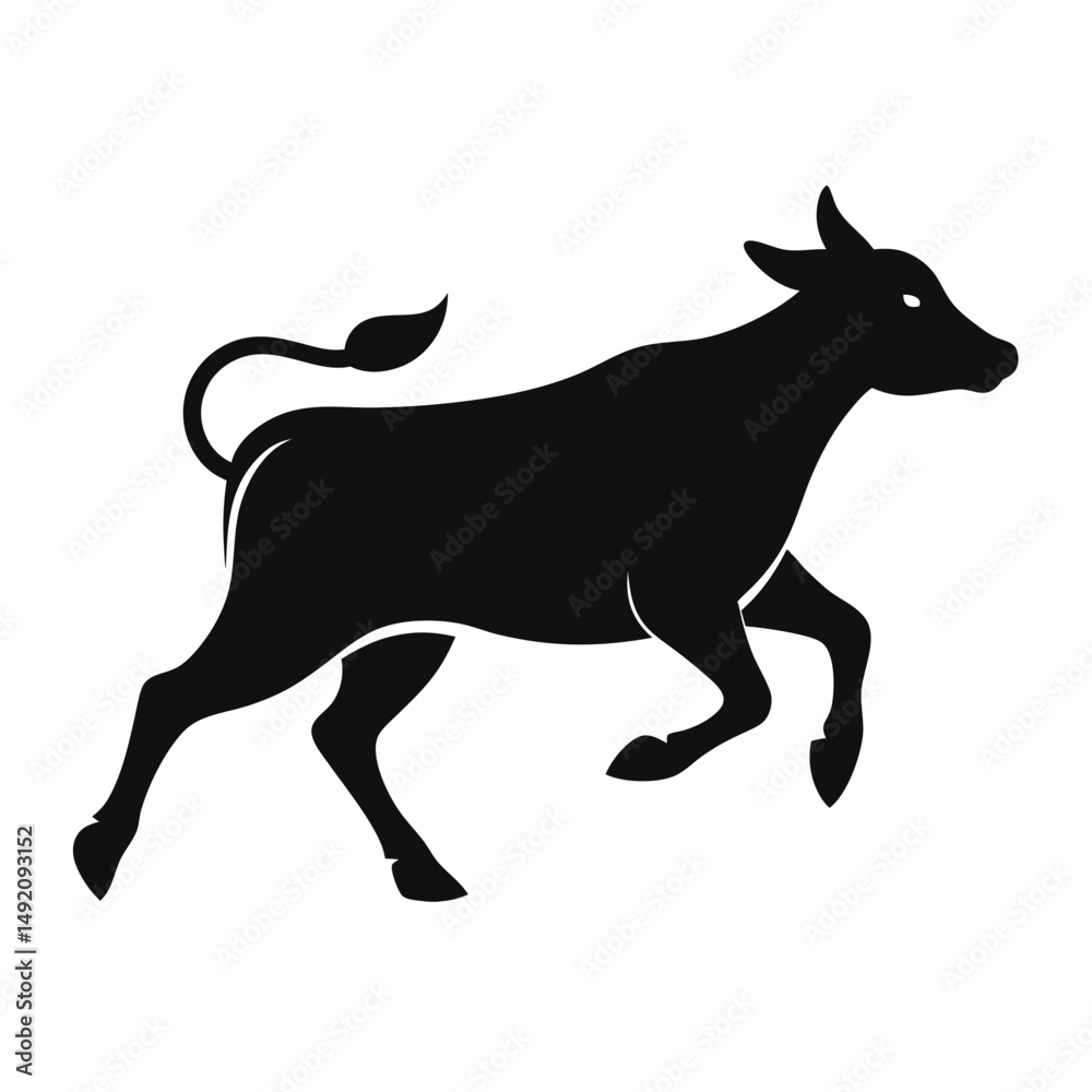 Fototapeta premium Cow Runing vector Silhouette 