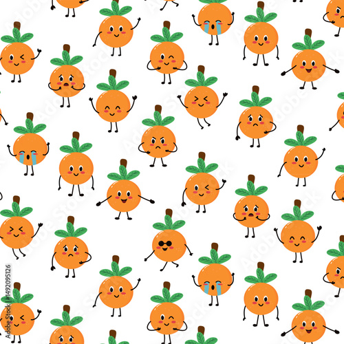 cute citrus fruit clipart fruit cartoon kawaii seamless pattern