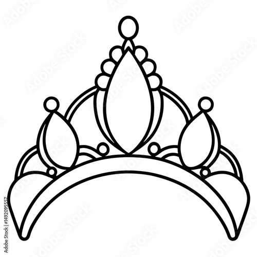 Simple Black Diadem Silhouette on White Background