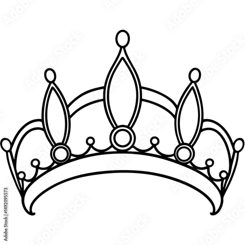 Simple Black Diadem Silhouette on White Background