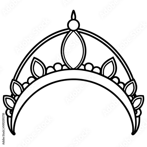 Simple Black Diadem Silhouette on White Background