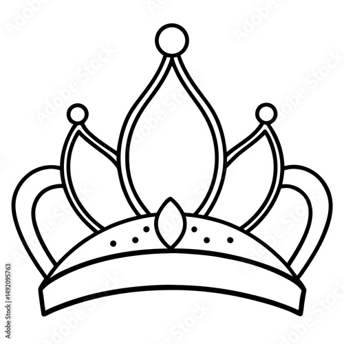 Simple Black Diadem Silhouette on White Background