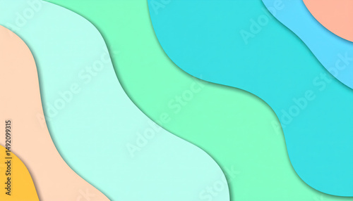 Colorful Papercut Layered Abstract Background, Fondo Abstracto de Capas Estilo Recorte de Papel, Generated Image