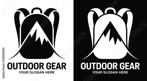 Outdoor Gear Logo Bold Black Backpack Peak Symbol for Adventure Brands and Exploration Services