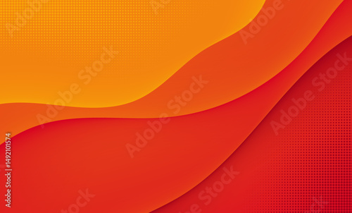 Abstract Orange and Red Wavy Background with Halftone Gradient – Modern Warm Color Design