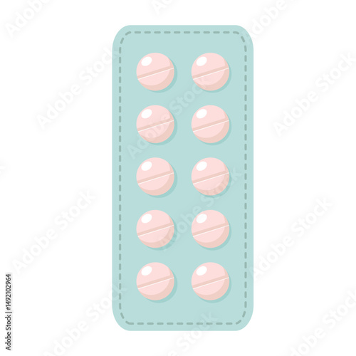 Pills in blister pack on white background. Capsules with Medicine. Vector illustration.