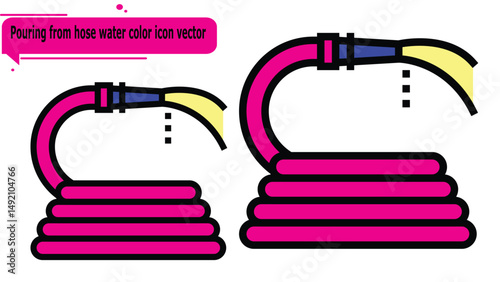  Pouring from hose water color icon vector