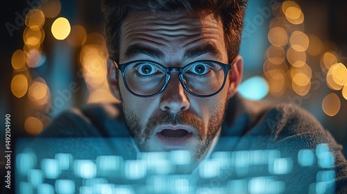 Shocked Man at Computer