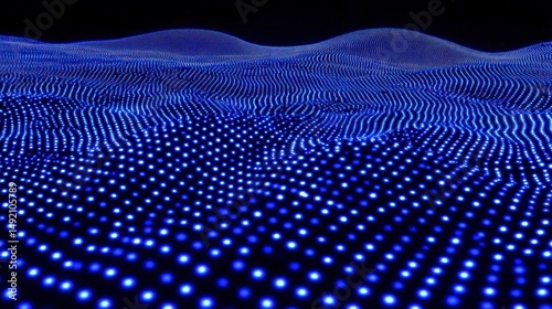 Abstract digital landscape, dark blue dots