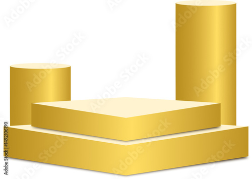 podium with gold bars