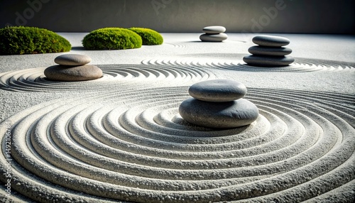 Zen stones in a spa garden show nature's balance, offering relaxation and harmony