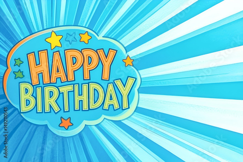 Happy birthday blue rays festive celebration background