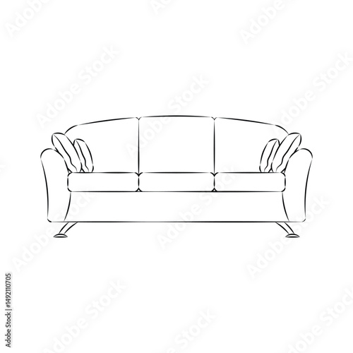 Living Room Sofa Sketch Drawing