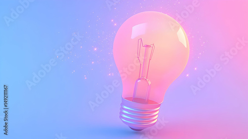 A single, glowing lightbulb in pastel pink and blue hues.  Sparkles subtly surround it, creating a dreamy, inspirational atmosphere
