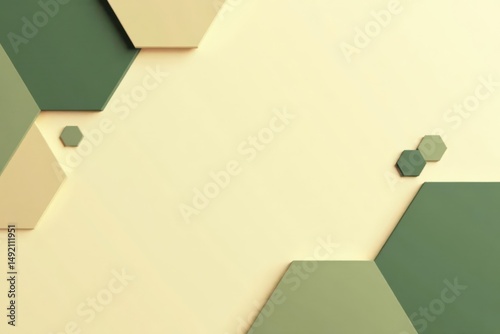 Abstract Hexagon Shapes on Pale Background A Minimalist Composition Featuring Geometric Forms in Earthy Tones