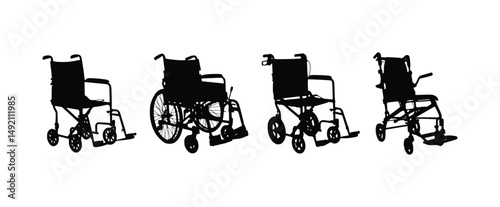 Wheelchair Set Silhouette Vector Icons