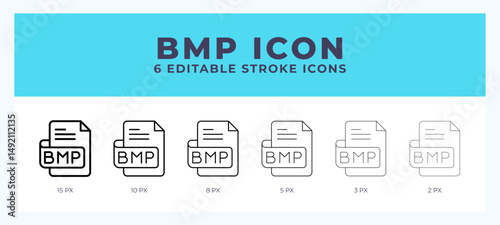 Bmp file icon illustration vector with editable stroke.
