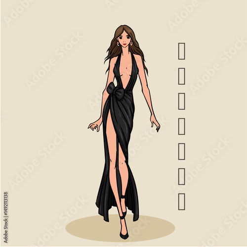 attractive blond woman in elegant evening black dress , fashion beauty and make up concept