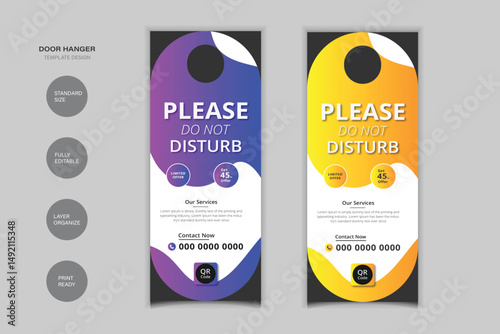 Roll up banner template design with editable door hanger, rack card, and DL flyer