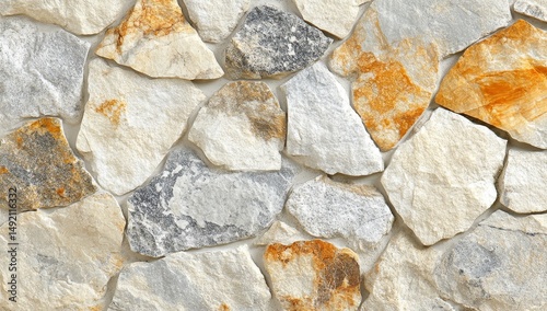 Close-up of a stone wall with irregular shapes