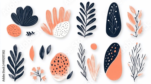 Stylized Floral and Botanical Illustration with a Fresh and Modern Aesthetic