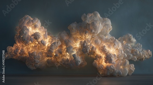 Fototapeta Naklejka Na Ścianę i Meble -  Abstract cloud formations lit by golden threads