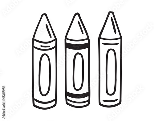 wax crayon tool pencil icon doodle hand drawn. Outline line drawing clipart symbol