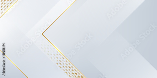 Modern gold white geometric background with luxury abstract golden and grey lines. Luxury decoration golden pattern, halftone gradients. You can use for ad, poster, template, cover, banner.