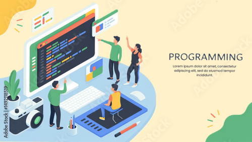 colorful modern vector illustration a programming concept