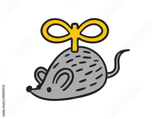  clockwork mouse toy mouse icon doodle hand drawn. colorful cartoon line drawing clipart symbol