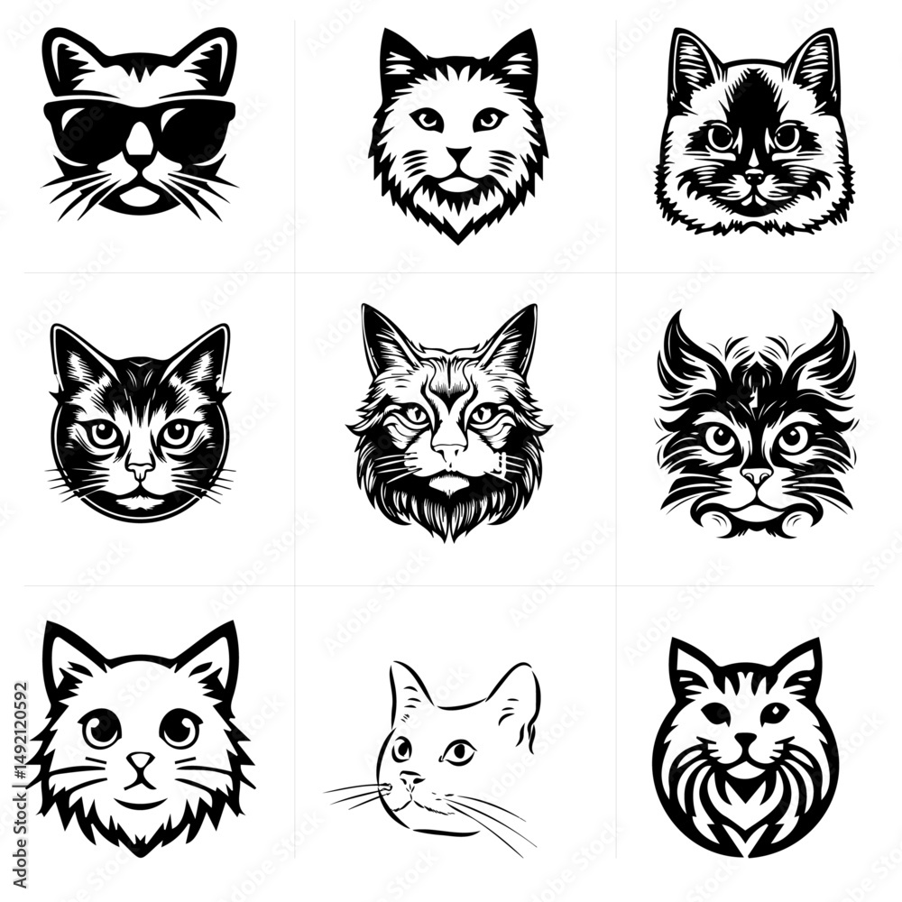 Fototapeta premium Cute and Beautiful cat vector-7