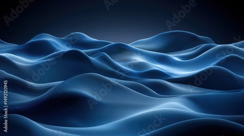 Abstract Blue Wave Landscape