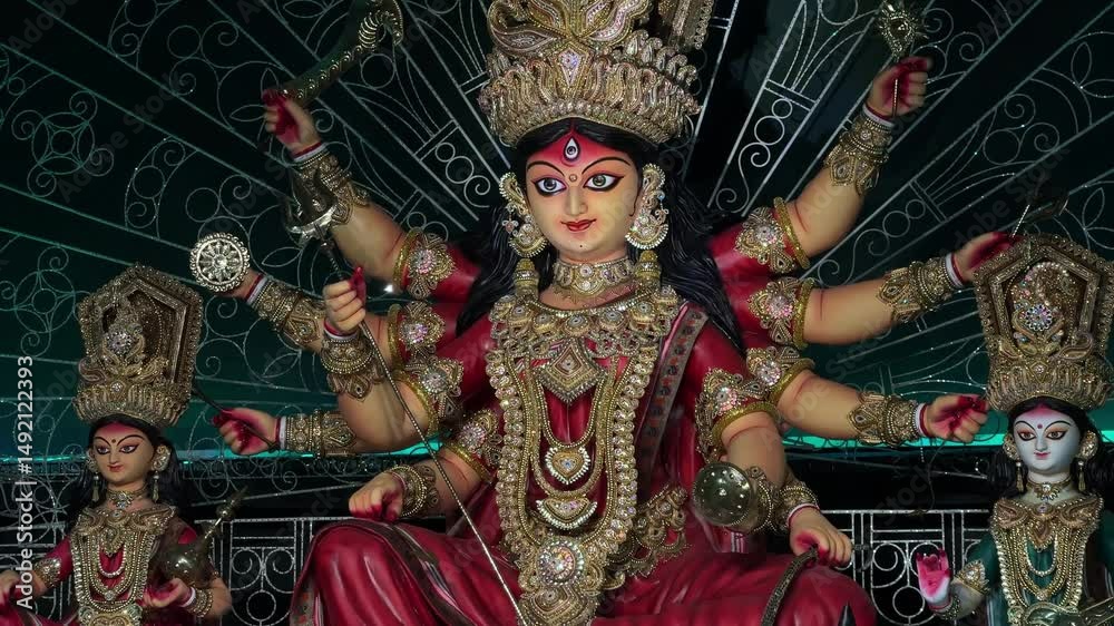 Beautiful goddess Durga at one of the famous pandal in Kolkata.