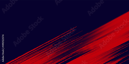 Red halftone dots blue color pattern gradient grunge texture background. Dot pop art comic sport style vector illustration. Eps10