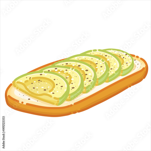 Vector Illustration of Avocado Toast with Fresh Ingredients – Perfect for Healthy Breakfast Concepts