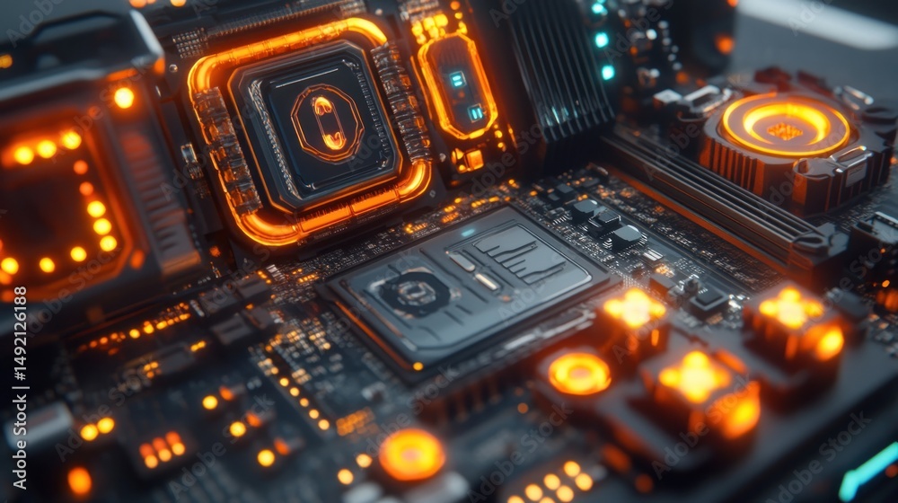 Fototapeta premium High-tech motherboard close-up