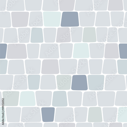 Paved stone seamless pattern. Pavement tile texture. Stone mosaic background. Cobble floor interior pattern. Block sidewalk ornament. Vector illustration isolated on white background.