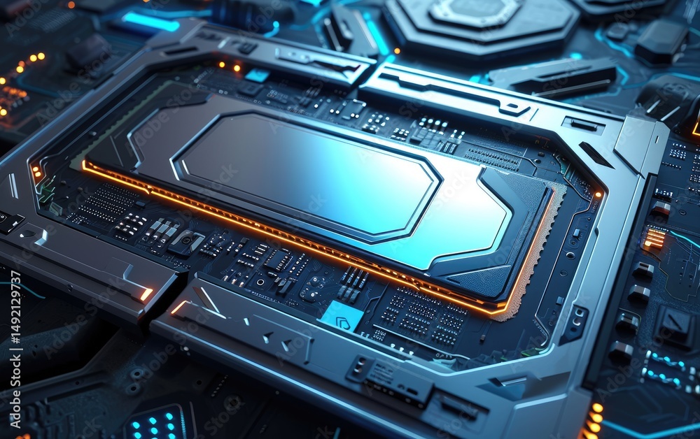 Futuristic Technology Circuit Board Design RAM