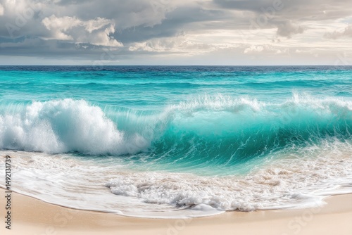 Azure waves crashing on a pristine beach