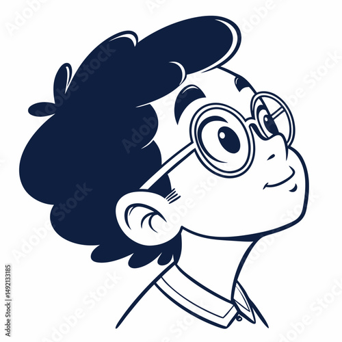 Boy with Glasses Looking Upward Hopeful About The Future
