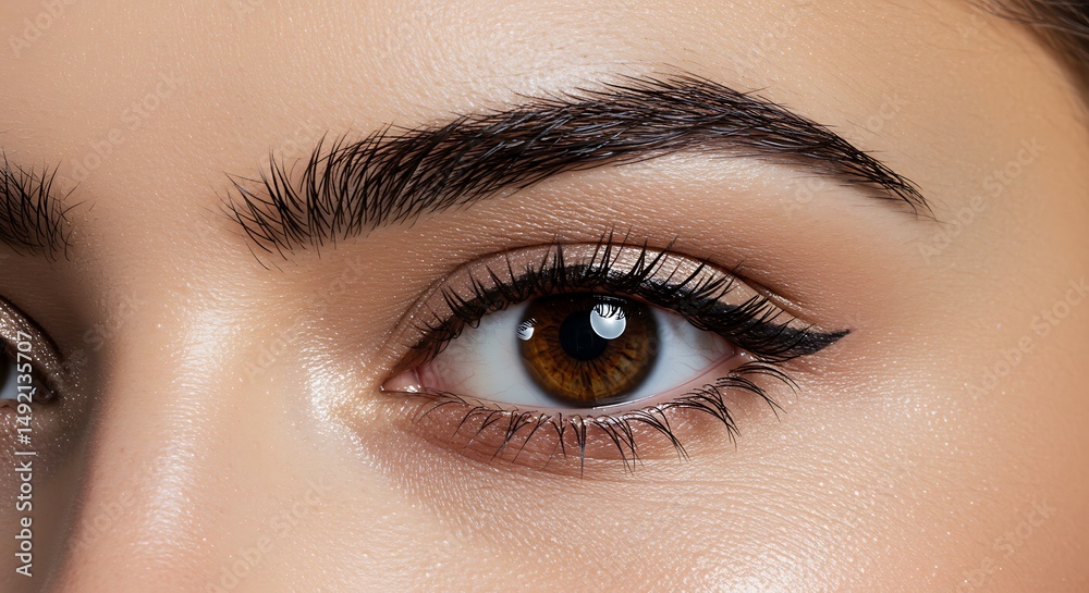 Obraz premium Eye Closeup with Eyeliner and Well-groomed Eyebrow