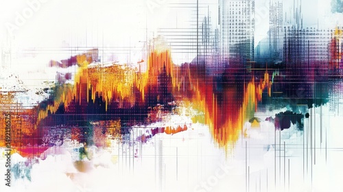 Colorful abstract painting with dynamic brush strokes.