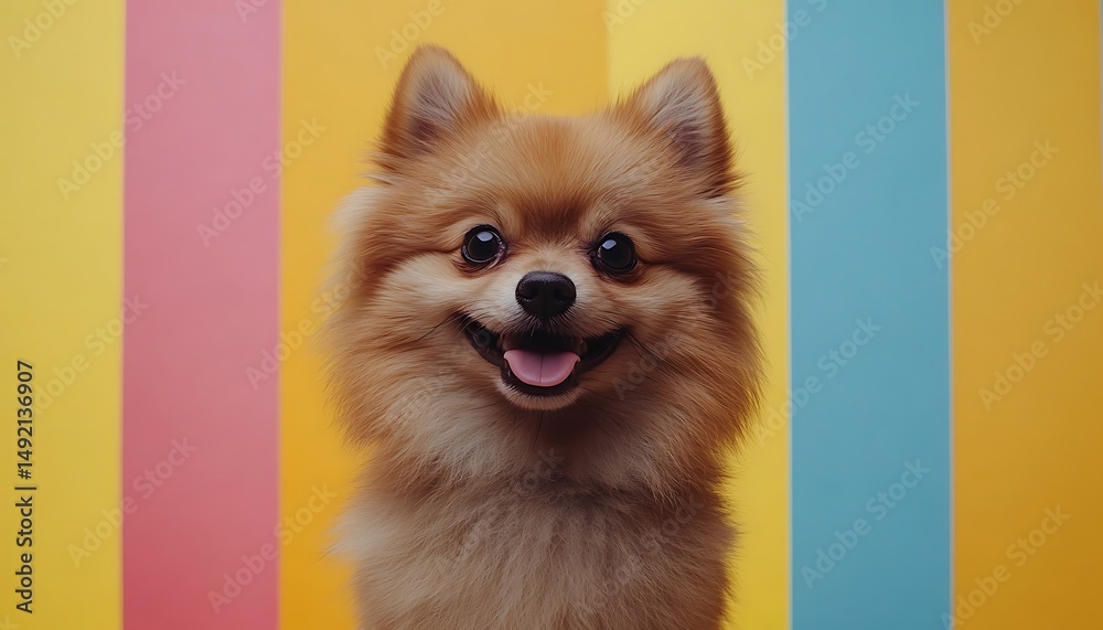 Obraz premium Happy Pom in Colorful Stripes