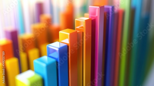 Colorful 3D bars visualization showing data, business