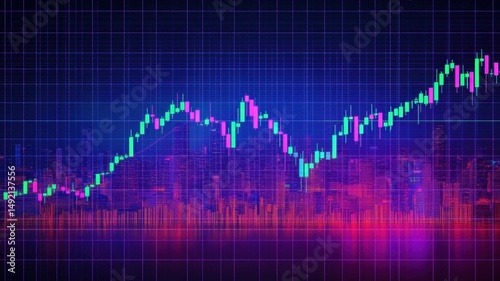 Stock market analysis with night city background