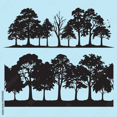 Set of plant and tree silhouette collection