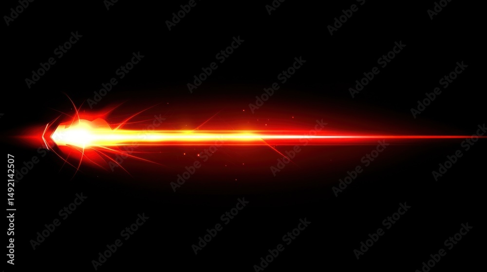 Obraz premium Fiery Red Energy Blast Across Dark Background