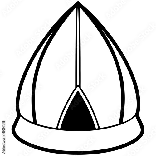 Simple Black Mitre Silhouette on White Background